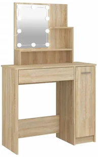 Skandynawska toaletka z lampkami LED dąb sonoma N3-K54 - Toaletki - miniaturka - grafika 1