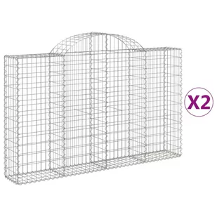 vidaXL Kosze gabionowe, 2 szt, 200x30x120/140 cm, galwanizowane żelazo - Ogrodzenia - miniaturka - grafika 3