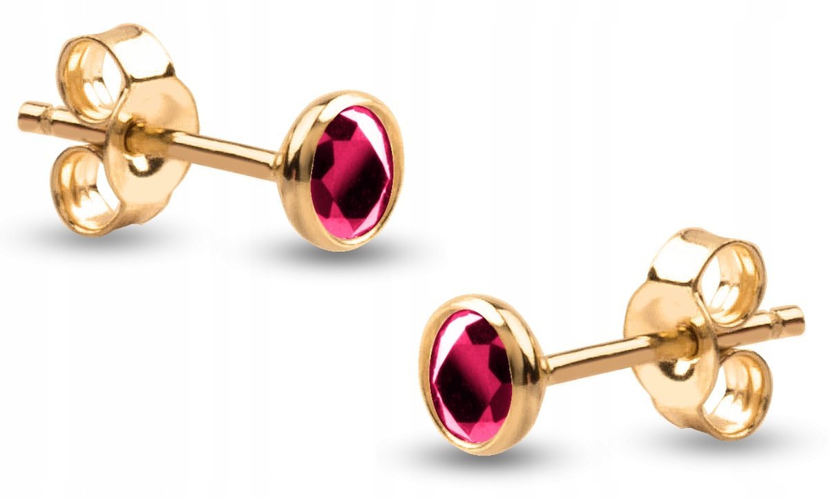 ZŁOTE KOLCZYKI NA SZTYFT RUBIN 333