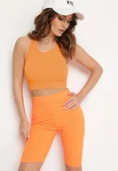 Spodenki damskie - Pomarańczowe Szorty Kolarki z Prążkowanego Materiału Adrase - miniaturka - grafika 1