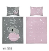 Pościel dla dzieci - Detexpol Pościel bawełniana 100x135 Miś 3620 B szara różowa gwiazdy dziecięca Kids 1 - miniaturka - grafika 1