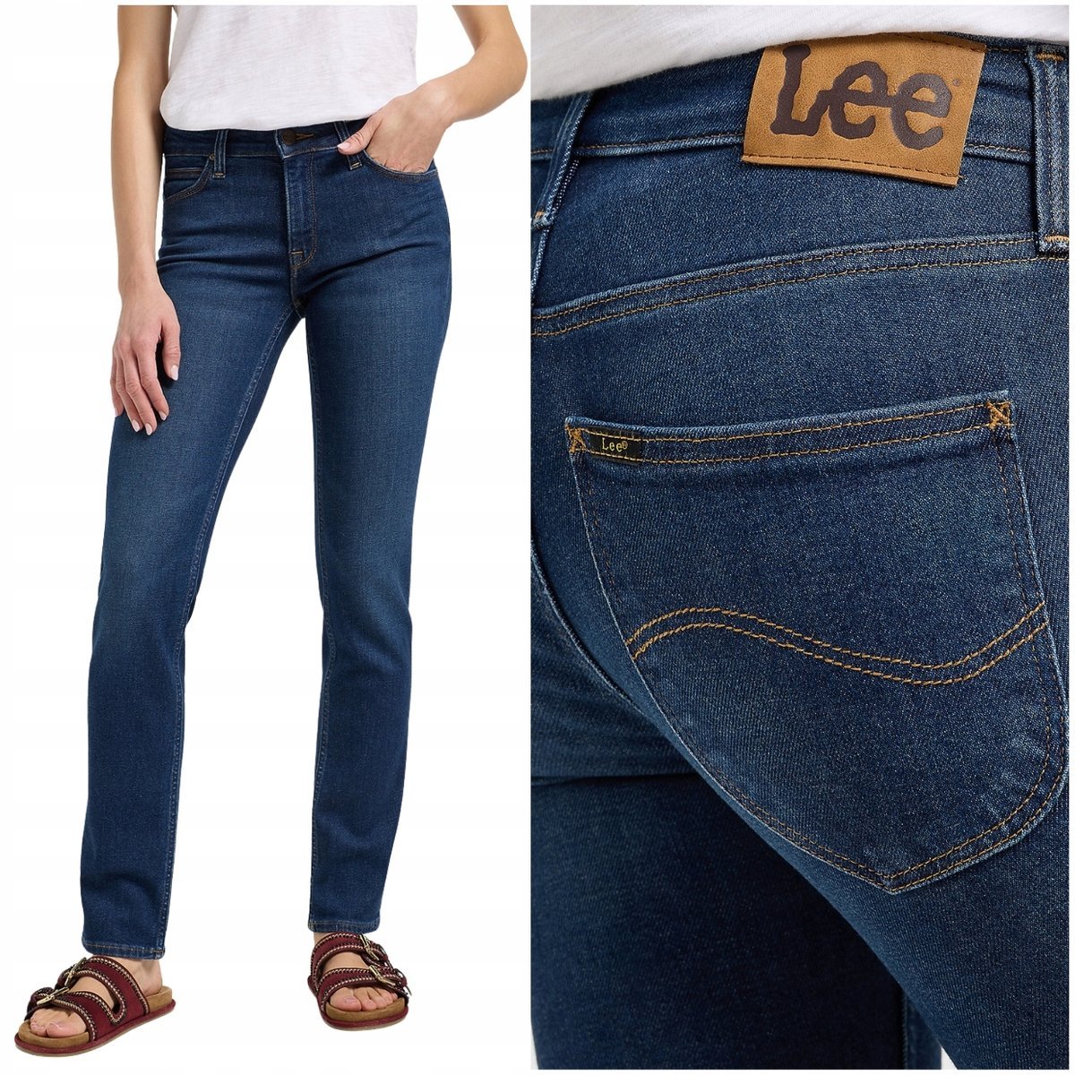 Lee ELLY slim Rain Falls dopasowane damskie proste spodnie jeansowe W33 L33