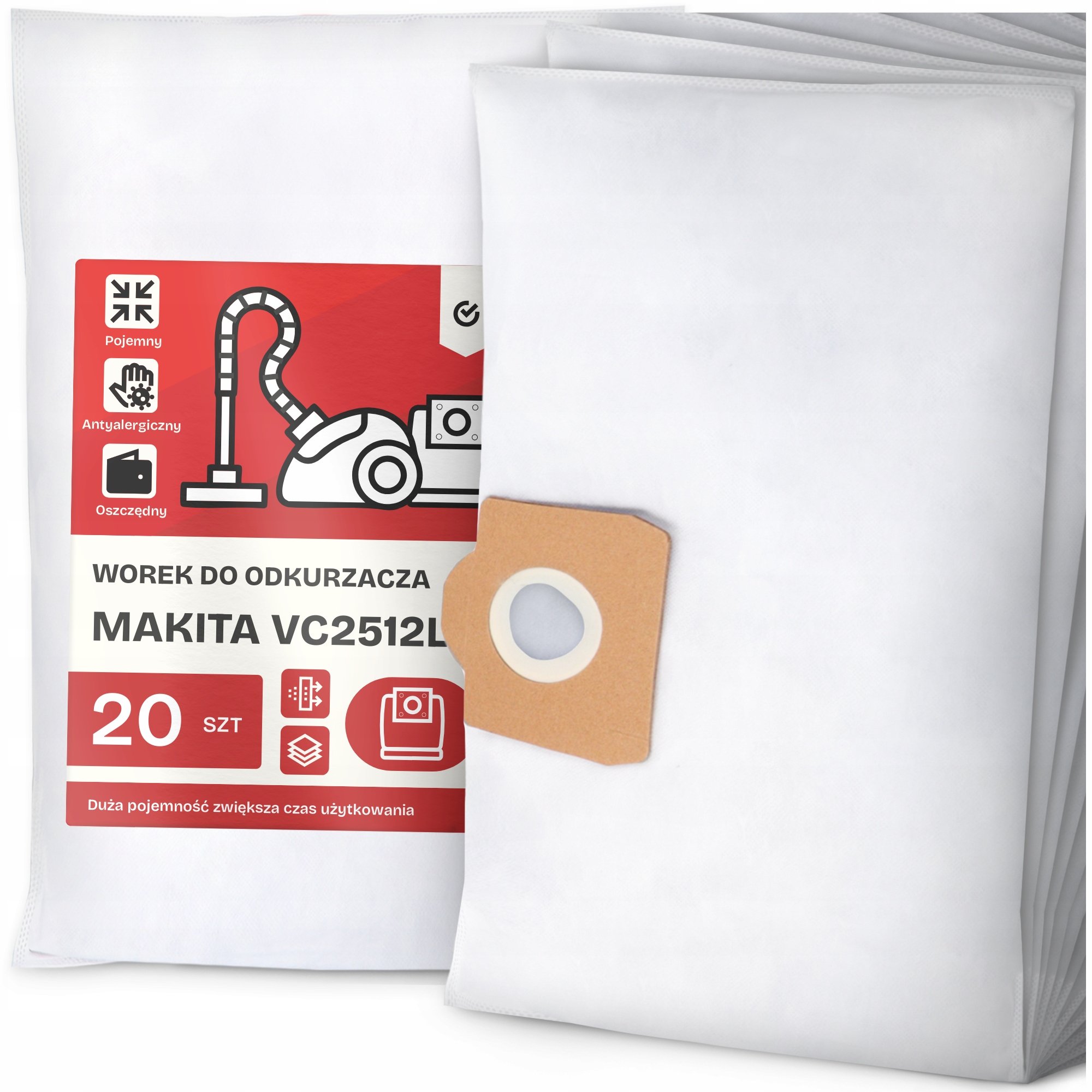 20x Worek do Odkurzacza Makita VC2512L Syntetyczny Tekstylny Pojemny Worki