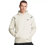 Bluzy sportowe męskie - Męska bluza treningowa nierozpinana z kapturem Under Armour UA Unstoppable Flc Hd Eu - beżowa - UNDER ARMOUR - miniaturka - grafika 1