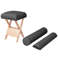 Stoły i łóżka do masażu - vidaXL Składany stołek do masażu z 2 wałkami, grubość siedziska 12 cm vidaXL - miniaturka - grafika 1