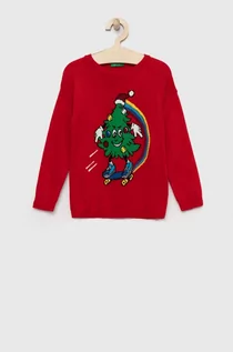 Swetry dla chłopców - United Colors of Benetton sweter dziecięcy kolor czerwony lekki - grafika 1