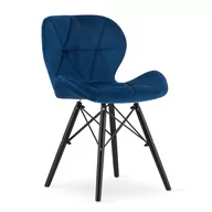 Krzesła - Krzesło LAGO - aksamit granat / nogi czarne - miniaturka - grafika 1