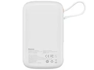 Powerbanki - Baseus Qpow power bank 10000mAh wbudowany kabel USB Typu C 22.5W Quick Charge SCP AFC FCP biały (PPQD020102) - miniaturka - grafika 1