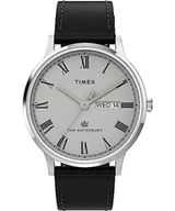 Paski - Timex Waterbury Męski skórzany pasek 40 mm z szybkim odpinaniem TW2W46900, Czarny, Klasyczny - miniaturka - grafika 1