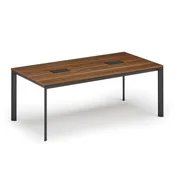 Stoły i stoliki do biura - Stół PRIMO INVITATION 2000 x 1000 x 740, orzech + 2x port blatowy TYP I, czarny - miniaturka - grafika 1