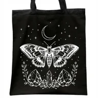 Torby i wózki na zakupy - Torba bawełniana czarna na zakupy Kryształy Motyl Księżyc Magia - miniaturka - grafika 1