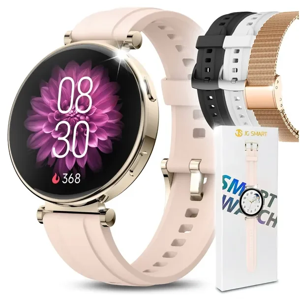 Smartwatch damski zegarek POLSKIE MENU AMOLED ROZMOWY SPORT ZDROWIE 4 paski