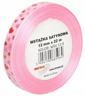 Pasmanteria - BREWIS Wstążka satynowa 12mmx22m serca różowa Brewis 4 - miniaturka - grafika 1