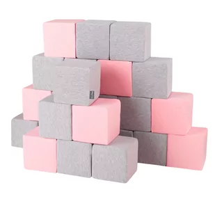 KiddyMoon Miękkie klocki 14cm sześciany: jasnoszary-różowy 24 - Maty edukacyjne - miniaturka - grafika 1