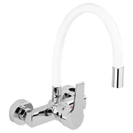 Baterie kuchenne - FALA BATERIA ZLEWOZMYWAKOWA ŚCIENNA Z ELASTYCZNĄ WYLEWKĄ FLEXIBLE WHITE 75671 - miniaturka - grafika 1