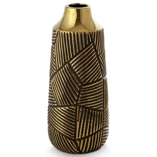 Nowoczesny Wazon Dekoracyjny Ceramiczny Emmi 13X13X30 Złoty - Wazony i flakony - miniaturka - grafika 1