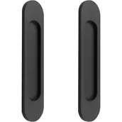 Zawiasy, okucia i inne akcesoria - 2-częściowa, samoprzylepna owalna klamka do drzwi przesuwnych, czarna, nie wymaga wiercenia, odpowiednia do drzwi przesuwnych, okien i szafek. - miniaturka - grafika 1