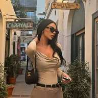 Bluzki damskie - TEMU Kobieca Seksowna Bluzka z Długim Rękawem i Dekoltem w Serek - Jednokolorowa, Elastyczna Koszulka na Każdą Porę Roku, Wszechstronna Casual - miniaturka - grafika 1