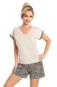 Piżamy damskie - Donna Piżama Omari Short XL Beżowy - miniaturka - grafika 1