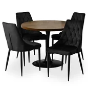 Stoły z krzesłami - Stół Z Krzesłami Zestaw Okrągły 100cm Komplet Do Salonu Jadalni Kuchni - miniaturka - grafika 1