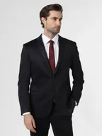 Garnitury - Finshley & Harding London Męska marynarka od garnituru modułowego Mężczyźni Slim Fit Sztuczne włókno niebieski wypukły wzór tkaniny, 44 - miniaturka - grafika 1
