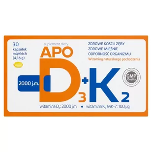 Apotex NEDERLAND BV Apo D3 + K2 x 30 kaps - Witaminy i minerały - miniaturka - grafika 1