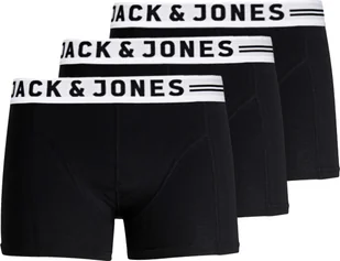 JACK&JONES bokserki męskie, 3-pak - SENSE TRUNKS, bawełna stretch czarny/biały S - Majtki męskie - miniaturka - grafika 1