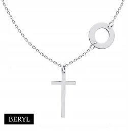 Naszyjnik celebrytka Srebro925 krzyżyk kółko - Biżuteria religijna - miniaturka - grafika 1