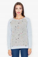 Bluzy damskie - prosta BLUZA damska DŁUGIE RĘKAWY szara L - miniaturka - grafika 1