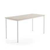 Meble do szkół i przedszkoli - Stół SONITUS PLUS, 1800x800x900 mm, laminat HPL jesion, redukcja hałasu, biały - miniaturka - grafika 1