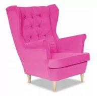Fotele - Fotel Uszak fuksja ostry róż salon kosmetyczny - miniaturka - grafika 1