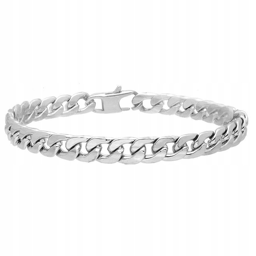 Srebrna Klasyczna Męska Bransoletka Pancerka Stal