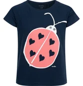 Bluzki dla dziewczynek - T-shirt z krótkim rękawem dla dziewczynki, z biedronką, granatowy 3-8lat - miniaturka - grafika 1