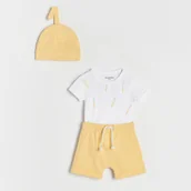 Komplety dla niemowląt - Reserved - Bawełniany komplet z czapką - kremowy - miniaturka - grafika 1