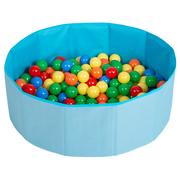 Zabawki do kąpieli - Selonis, suchy basen składany z piłeczkami 6cm niebieski: żółty-zielony-niebieski-czerwony-pomarańcz 80x23/100piłek - miniaturka - grafika 1