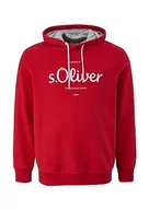 Bluzy męskie - s.Oliver Bluza męska z nadrukiem logo, czerwony, 4XL - miniaturka - grafika 1