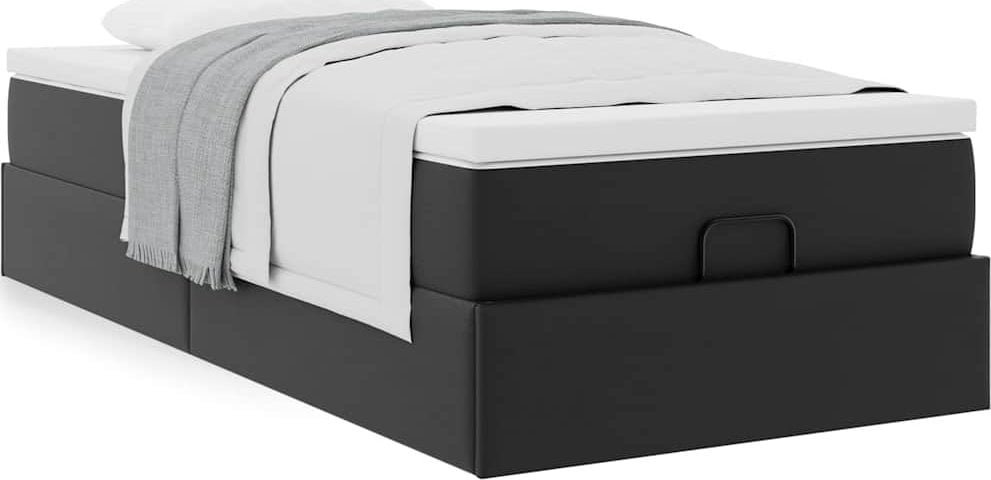 vidaXL vidaXL Rama łóżka otomana z materacem, czarna, 100x200 cm, ekoskóra