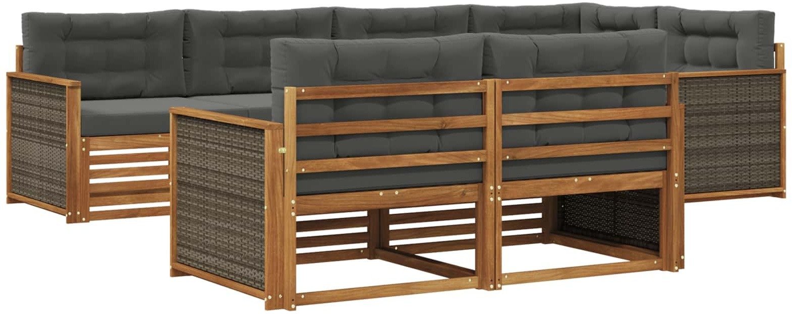 vidaXL Zestaw sof na zewnątrz z poduszką 7 pcs Naturalny i Antracytowy