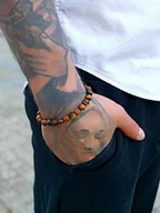 Bransolety męskie - Bransoletka Męska Tygrysie Oko Matowe - miniaturka - grafika 1