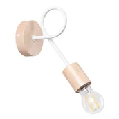 Lampy ścienne - Kinkiet ścienny Ember biały naturalne drewno 1xE27x15W wym: 24 x 10 x 19 cm metal IP20 Sollux Lighting - miniaturka - grafika 1