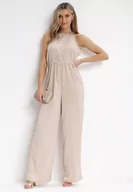 Kombinezony - Beżowy Kombinezon na Cienkich Ramiączkach Agnella - miniaturka - grafika 1