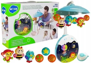 KARUZELA DO ŁÓŻECZKA GRAJĄCA POZYTYWKA z PROJEKTOREM UNIWERSALNA + PILOT - Karuzele dla niemowląt - miniaturka - grafika 1