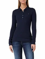 Koszulki i topy damskie - Tommy Hilfiger Damska koszulka polo z długim rękawem Heritage Slim, Niebieski (Midnight 403), XL - miniaturka - grafika 1