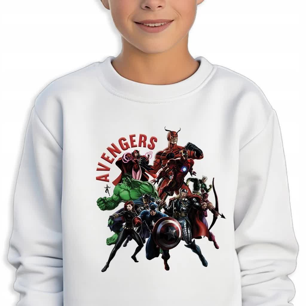 Bluza Dziecięca Biała Bawełniana Marvel Avengers -140Cm (9 - 11) Wzory