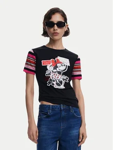 Desigual T-Shirt Minnie 25SWTK39 Czarny Slim Fit - Koszulki i topy damskie - miniaturka - grafika 1
