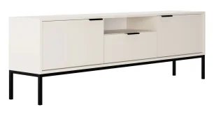 Biała Szafka Pod Tv Na Czarnych Nóżkach 175 Cm F4-D82 - Szafki RTV Biała Szafka Pod Tv Na Czarnych Nóżkach 175 Cm F4-D82 - Szafki RTV - miniaturka - grafika 1