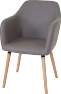 Krzesła - Krzesło do jadalni Malmö T381, krzesło kuchenne, design retro 50s ~ imitacja skóry , taupe-szary, jasne nogi - miniaturka - grafika 1