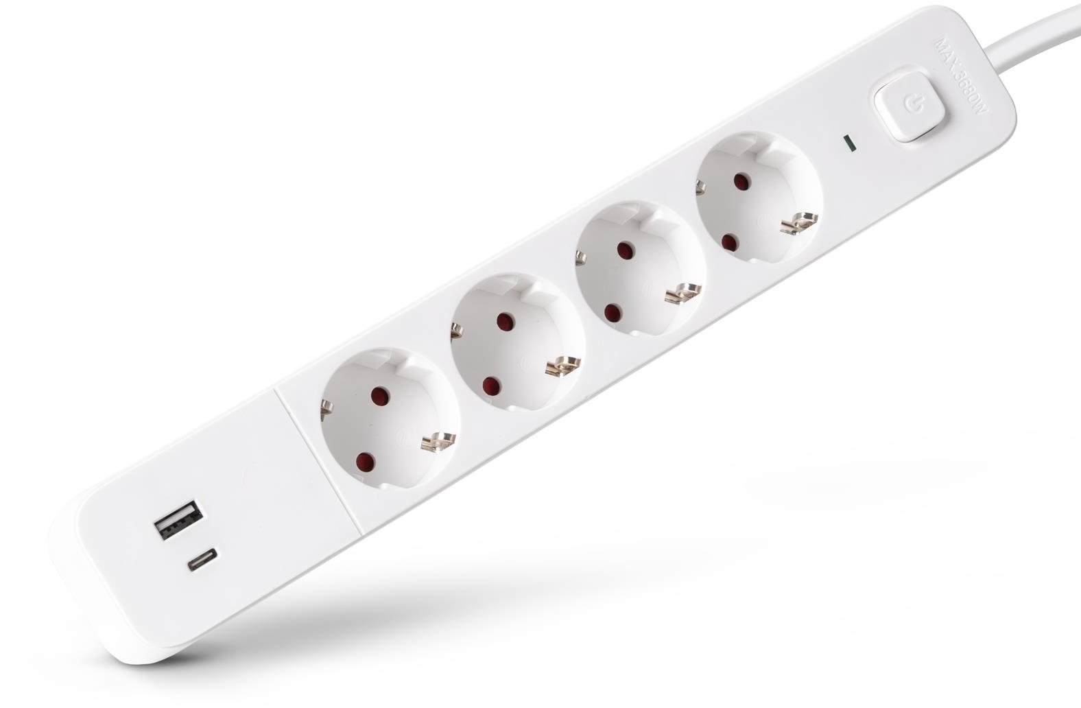 Listwa zasilająca ENTAC Entac Listwa zasilająca 4-gniazdowa 1x USB-A i 1 USB-C 1,5m biały ESES1.5G4-1.5-SW-1UA1UC
