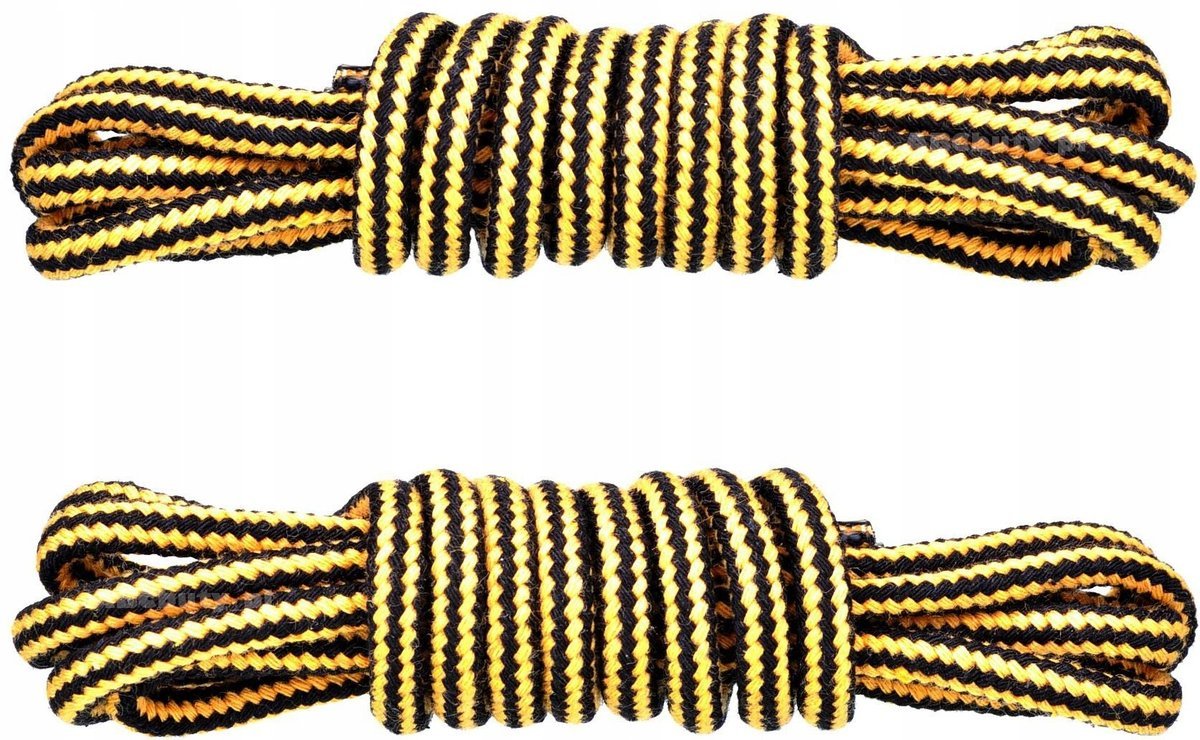 ŻÓŁTO-CZARNE Sznurówki TREKKINGOWE 120 cm Okrągłe 5 mm SZNUROWADŁA HQ G9-02