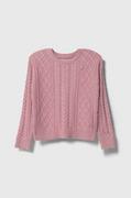 Swetry dla dziewczynek - Guess sweter z domieszką wełny dziecięcy kolor różowy lekki - miniaturka - grafika 1